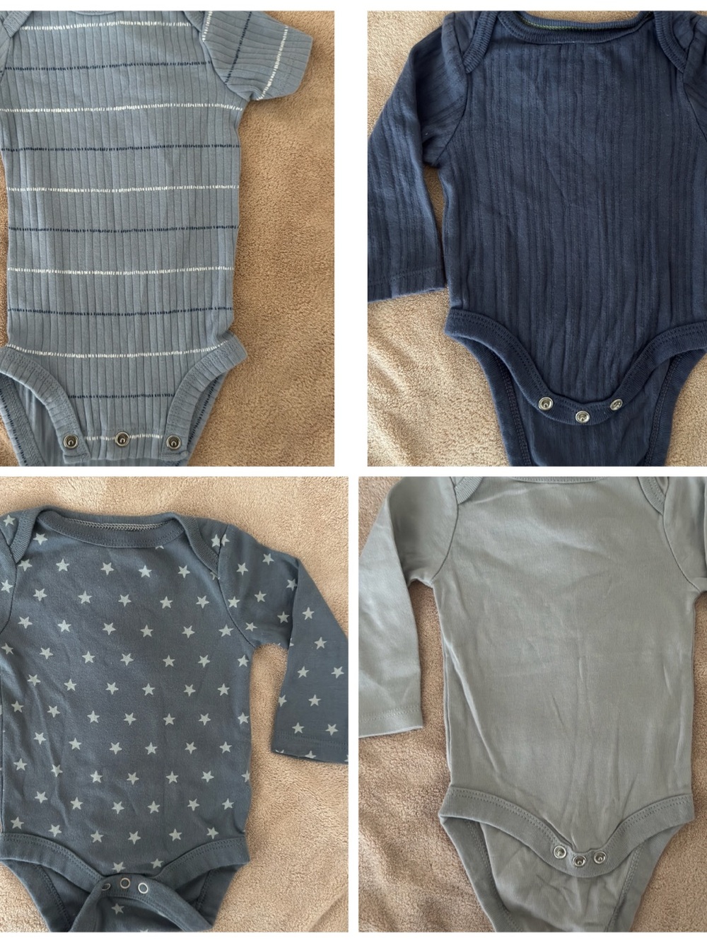 Carter's Long-Sleeve & Short-Sleeve One-Piece Bodysuit Set in Blue Shades